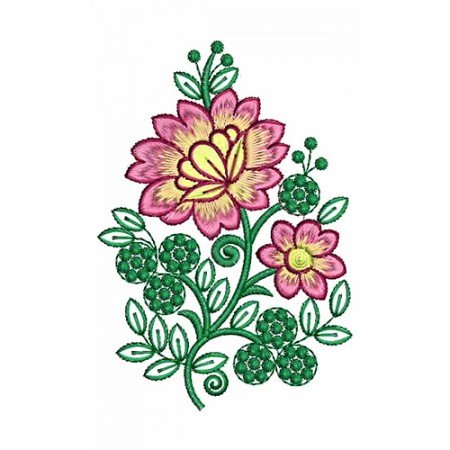 Puff Flowers Embroidery Patch Design