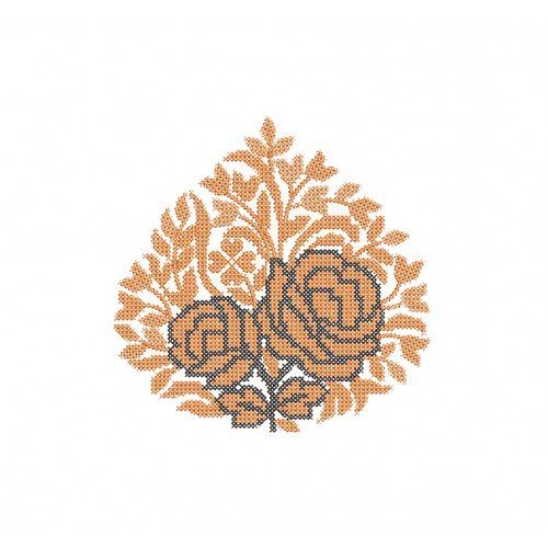 Saree Cross Stitch Embroidery Applique Design