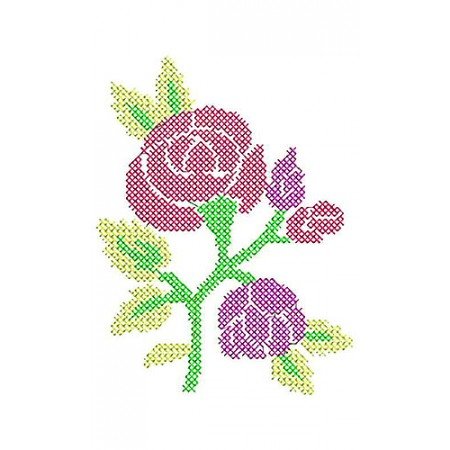Cross Stitch Rose Embroidery Design