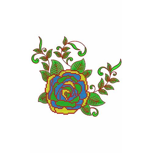 Cross Stitch Flower Applique Embroidery Design