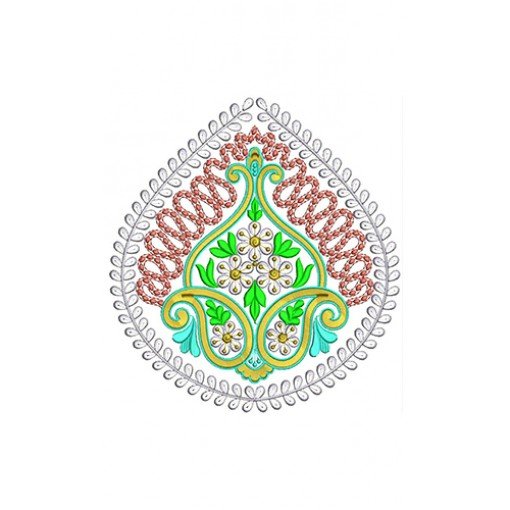 Paisley With Flower Patch Embroidery Design 20597