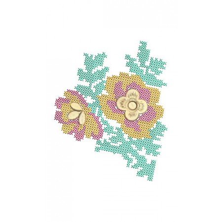 Simple Tulip Cross-Stitch Embroidery Design 21336