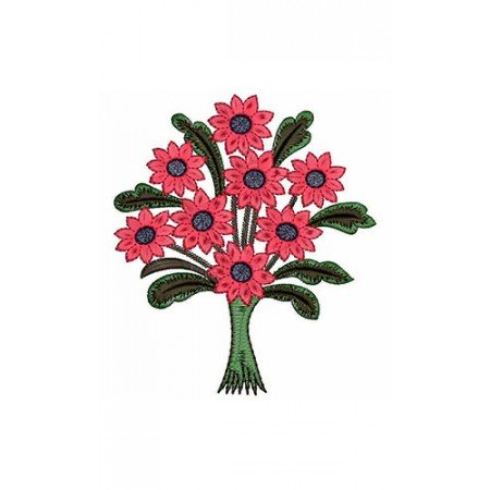 Tree Flower Iron Applique Embroidery Design 21364