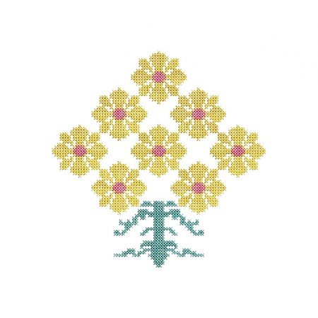 Cross Stitch Flower Tree Applique Embroidery Design 21367