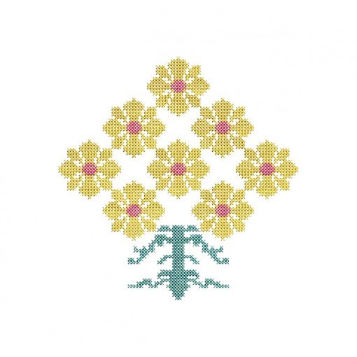 Cross Stitch Flower Tree Applique Embroidery Design 21367
