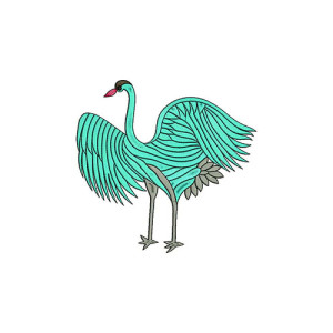Japanese Crane Embroidery Design 21368