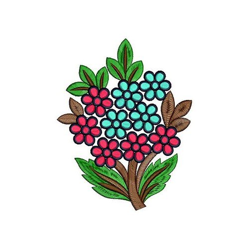 Growing Periwinkle Flower Patch Embroidery Design 21382