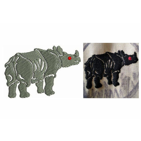 Rare Southern White Rhino Embroidery 21423