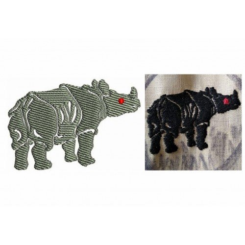 Rare Southern White Rhino Embroidery 21423