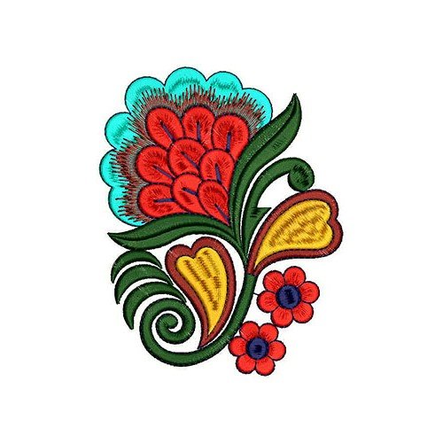 India Carnation Flower Applique Embroidery Design 21483