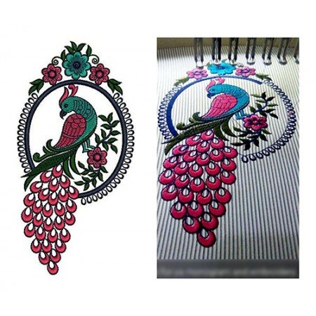 Europen Style Peacock Embroidery Design