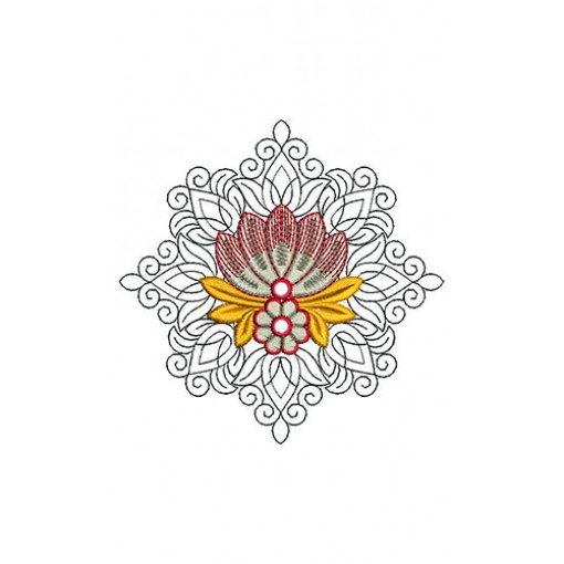 Curly Flower Embroidery Design 21580