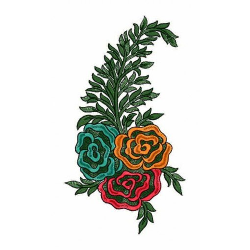 Paisley Multi Color Leaves And Flower Patch Embroidery Design 21626