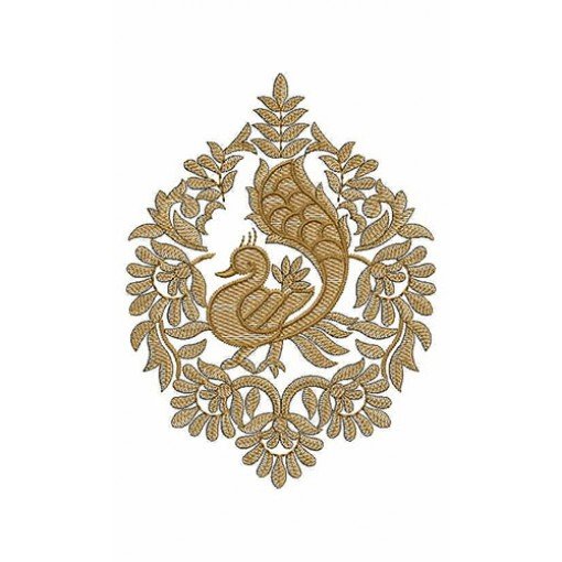 Indian Bridal Wedding Dress Royal Peacock Patch Embroidery Design 21643