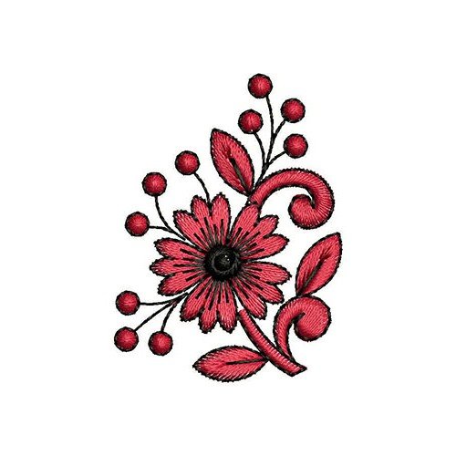 Antique Pink Silk Flower Applique Embroidery Design 21858