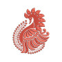 Traditional Paisley Peacock Embroidery Design