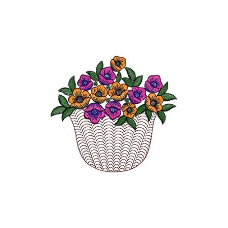 Blooming Basket Embroidery Design 21922