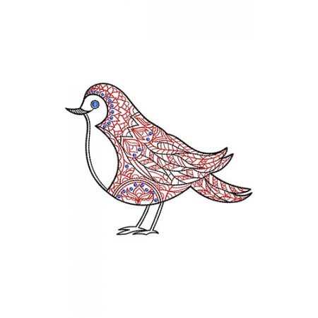 Rippled Bird Embroidery Design 21978