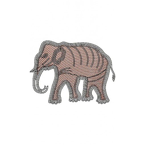 African Safari Elephant Flat Cording Embroidery Design