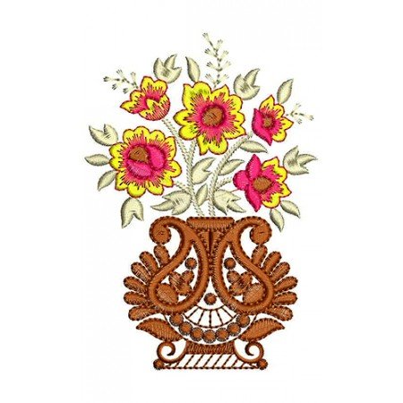 Flower Pot Embroidery Design 22206