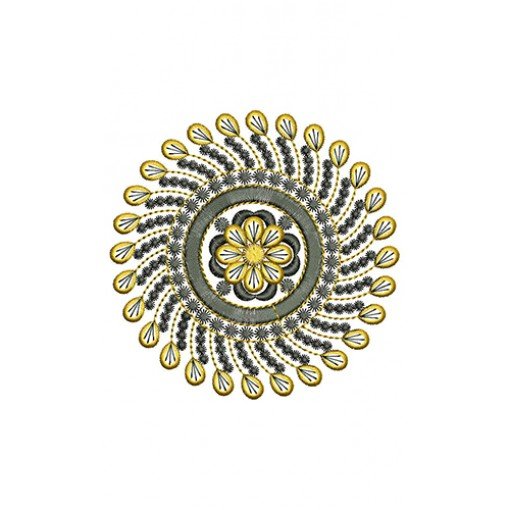 Circle Peacock Feather Embroidery Design 22265