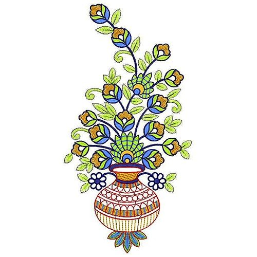 Flower Vase Embroidery Design