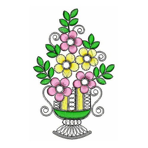 Houseplant Flowerpot Applique Embroidery Design 22797