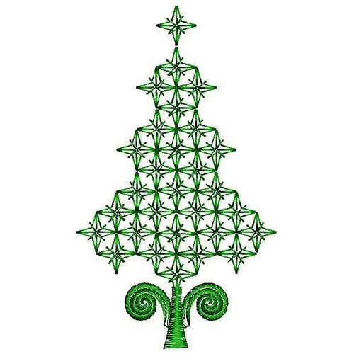 Snowflake Green Tree Embroidery Design 22827