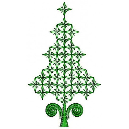 Snowflake Green Tree Embroidery Design 22827