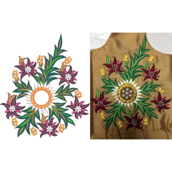 3D Embossed Stitch Flower Design 23001