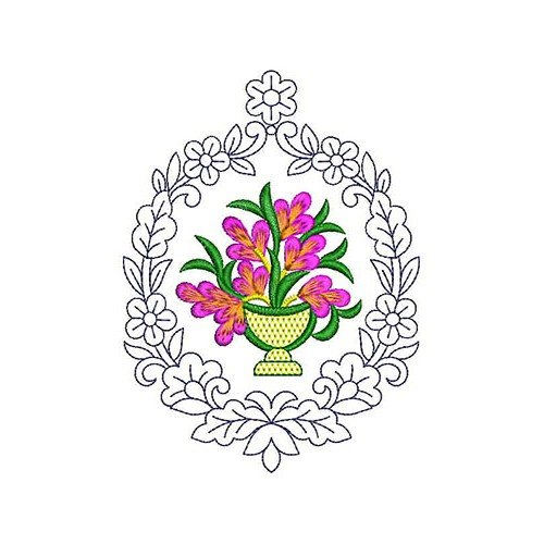 Flower Pot Applique Embroidery Design 23144