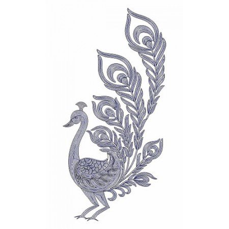 Peacock Chain Stitch Embroidery Design 23273