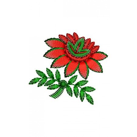 Red Flower Applique Embroidery Design 23406