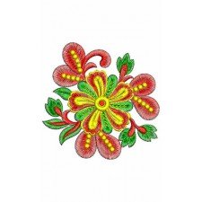 Floral Red Applique Embroidery Design 23495