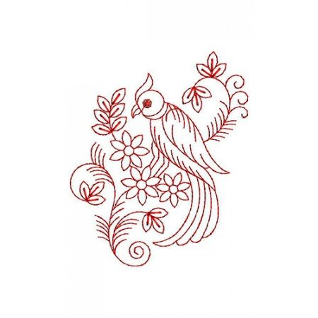 Bird On Branch Applique Embroidery Design 23677