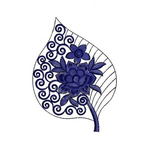 Peepal Leaves With Big Flower Applique Design 23708