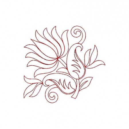 Graceful Lotus Flower Chain Stitch Applique Design 23747