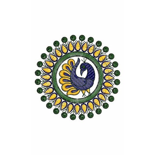 Peacock In Circle Applique Embroidery Design 23785