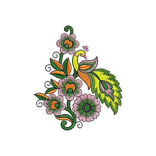 Peacock On Flower Embroidery Design 23815