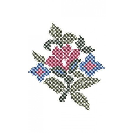 Cross Stitch Flower Applique Embroidery Design 23819