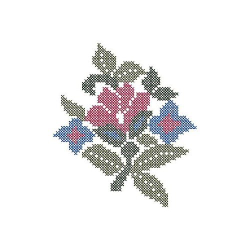 Cross Stitch Flower Applique Embroidery Design 23819