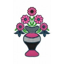 Flower Vase Applique Embroidery Design 23944