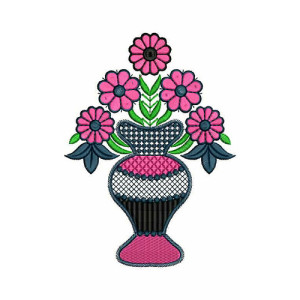 Flower Vase Applique Embroidery Design 23944