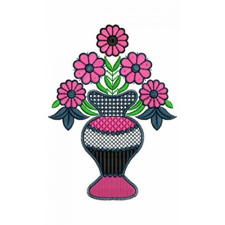 Flower Vase Applique Embroidery Design 23944