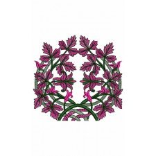 Green Branch With Pink Leaf Bunch In Applique Design 23979