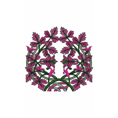 Green Branch With Pink Leaf Bunch In Applique Design 23979