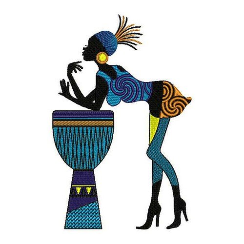 African Lady Applique Design In Embroidery
