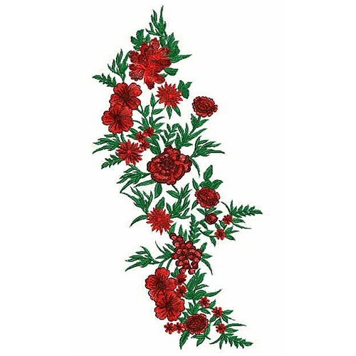 Red Big Flower Applique Embroidery Design 24000