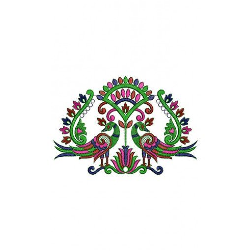 Colorful Peacock Applique Embroidery Design 24011