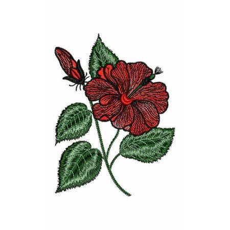 Hibiscus Flower Applique Design In Embroidery 24099
